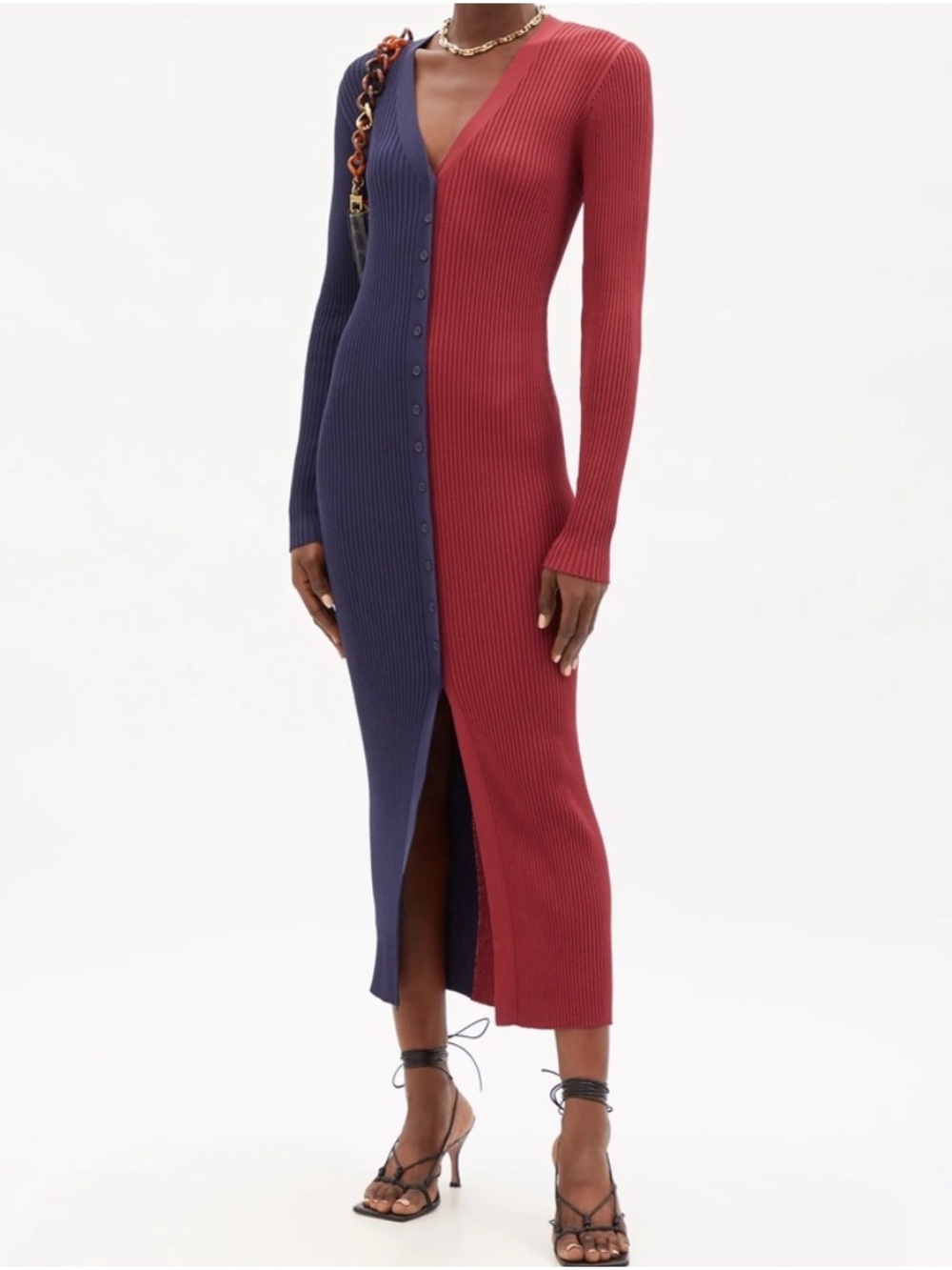 Staud Shoko Ribbed Long Sleeve Sweater Dress Small
